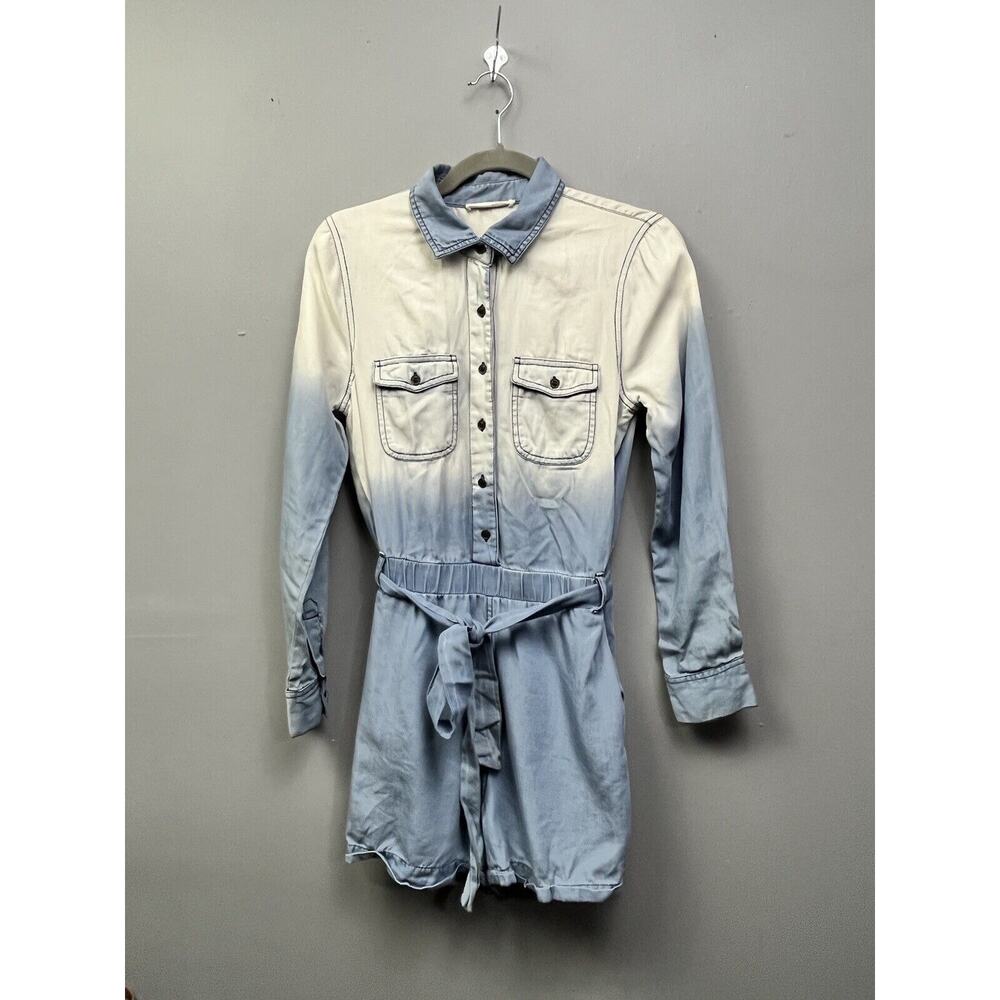 Copper Key Jumpsuit Womens Size Small Blue‎ Ombre Chambray Long Sleeve Romper